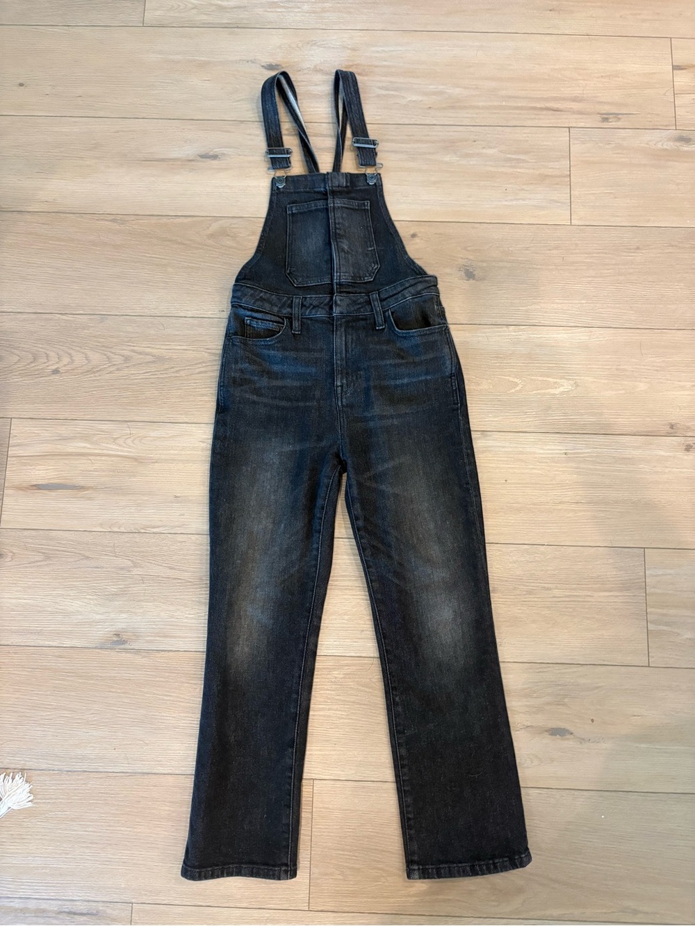 Black Washed Denim Overalls: Lucky Brand